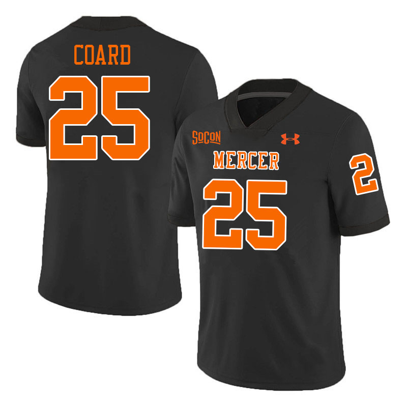 Mercer Bears #25 Tyrell Coard College Football Jerseys,Uniforms Stitched-Black